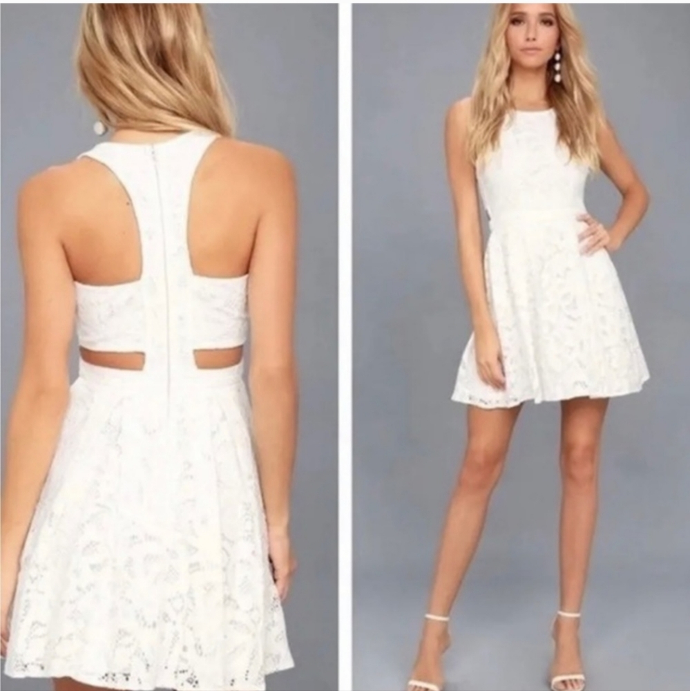 Lulu's lace white cutout dress size XS